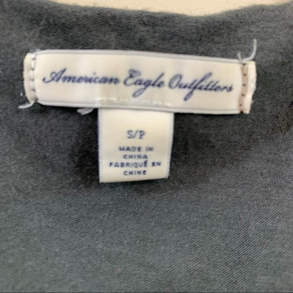 American Eagle Ruffle Drawstring Waist Gray Top - Picture 2 of 4